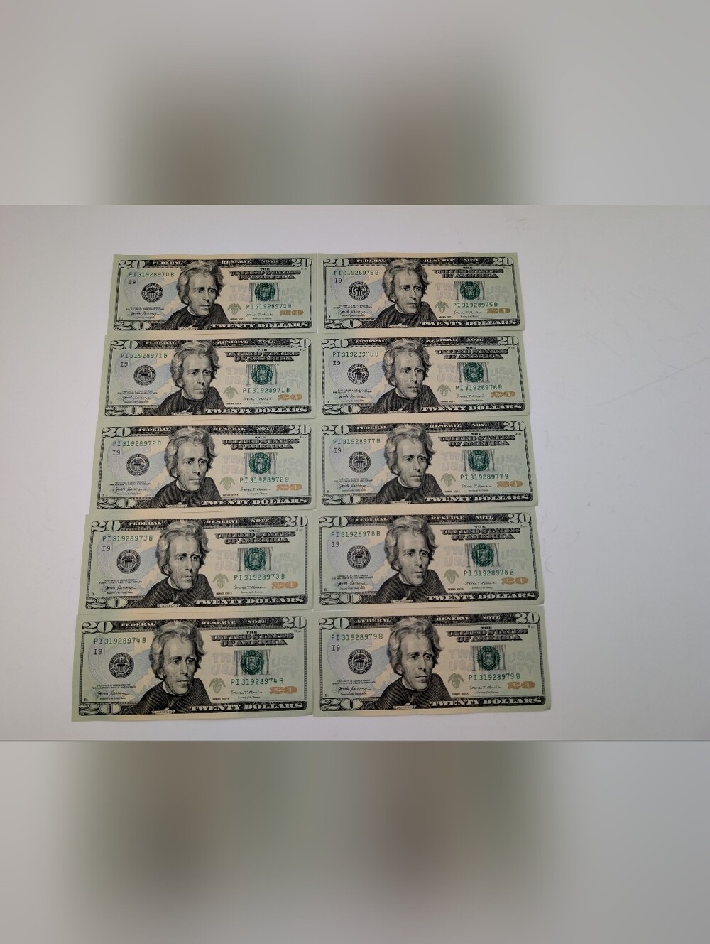 Consecutive Sequential 20 Dollar Bills 2017A (Lot Of 10) New Uncirculated